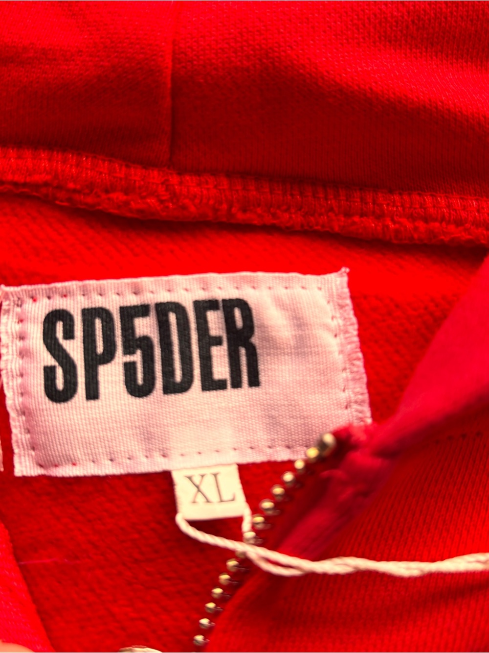 SP5DER Red Rhinestones Zip-Up XL - Picture 3 of 5